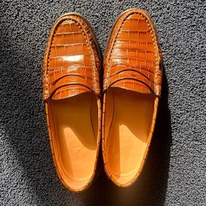 J. Crew Brown Crocodile Embossed Loafers